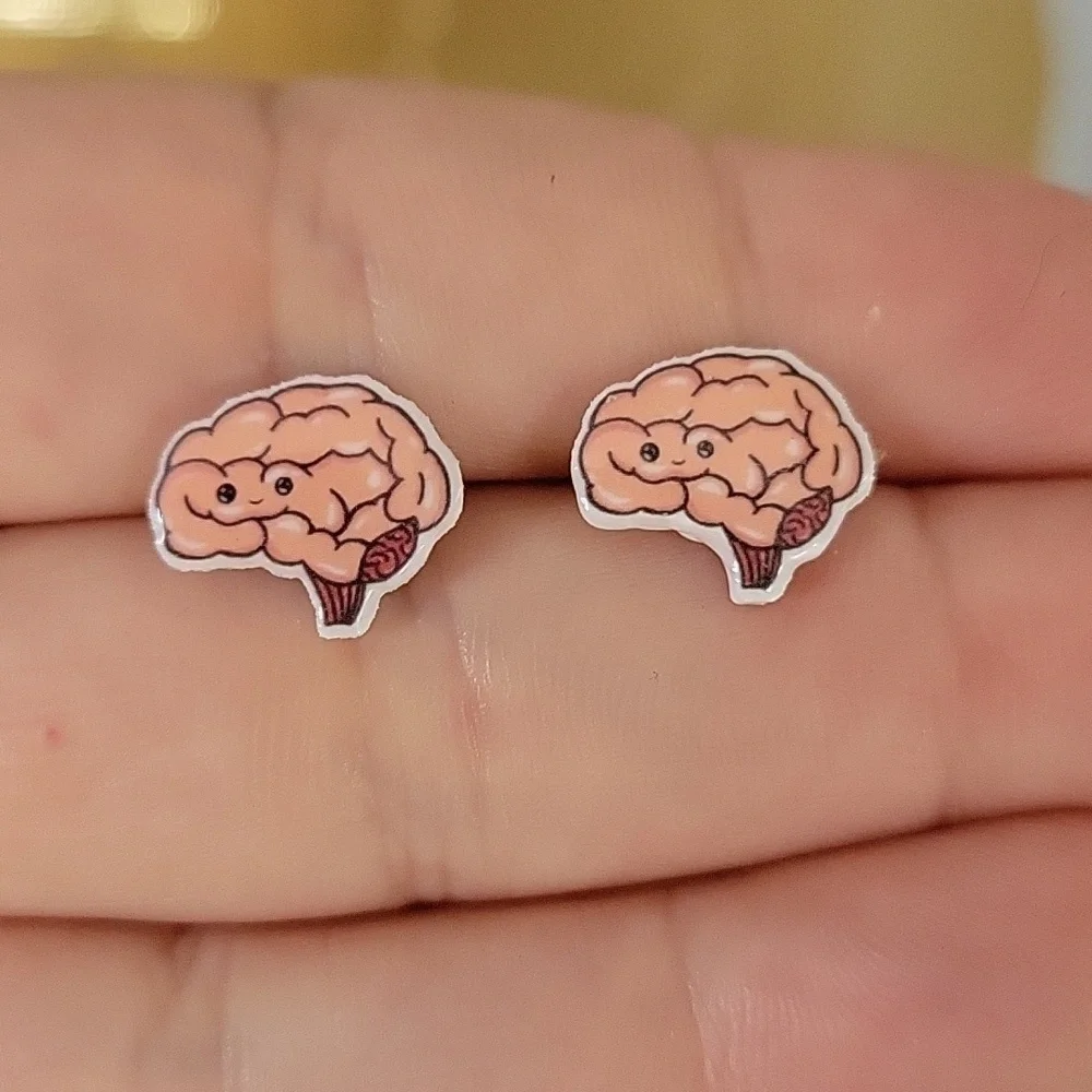 Kawaii Brain Stud Earrings, unisex